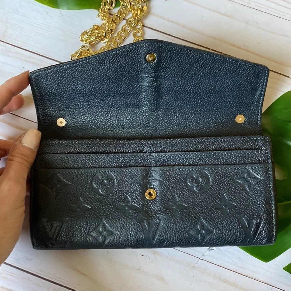 Louis Vuitton Black Crossbody Wallet with Gold Chain